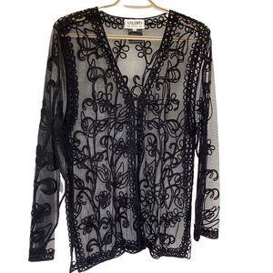 Valenti sheer top/jacket embroidered small. 0216